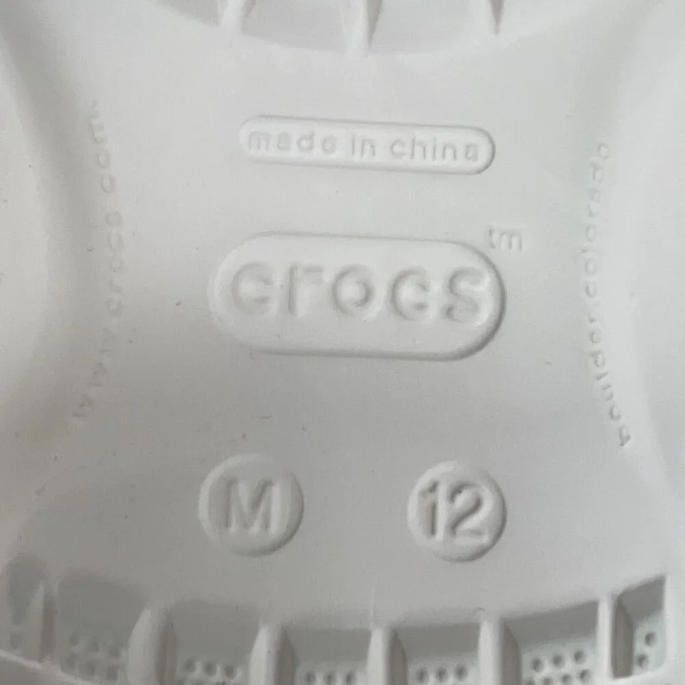 Crocs Mens Crocband Flip Flop Sandal Size 12 White Lightweight Slip On Summer